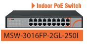 سوئیچ 16 پورت poe گیگابایت مکسرون + دو پورت UpLink آپلینک گیگابایت MSW-3016FP-2GL-250I